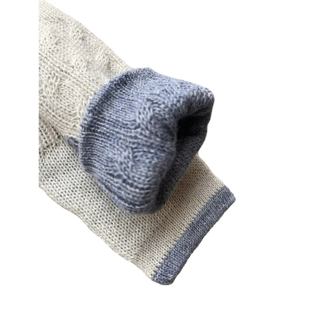 Colla 100% Baby Alpaca Reversible Mittens Peru Cable Knit Ivory Gray NWT